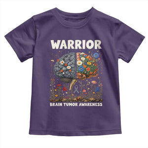 Brain Tumor Warrior Toddler T Shirt Gray Ribbon Brain Cancer Awareness TS10 Purple Print Your Wear