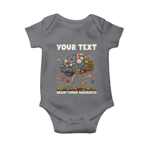 Personalized Brain Tumor Warrior Baby Onesie Custom Name Gray Ribbon Brain Cancer Awareness TS10 Charcoal Print Your Wear