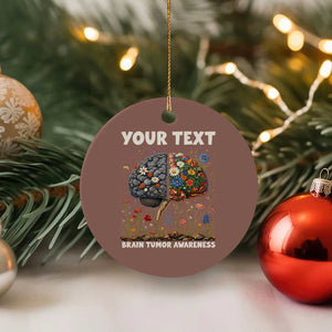 Personalized Brain Tumor Warrior Ceramic Ornament Custom Name Gray Ribbon Brain Cancer Awareness TS10 1pc Mocha Print Your Wear