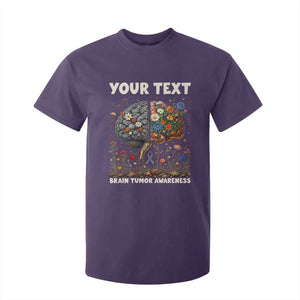 Personalized Brain Tumor Warrior T Shirt For Kid Custom Name Gray Ribbon Brain Cancer Awareness TS10 Purple Print Your Wear