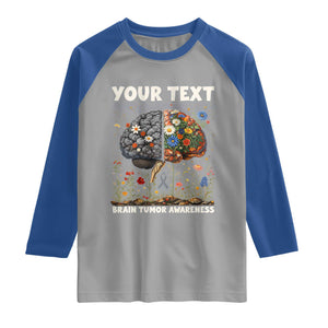 Personalized Brain Tumor Warrior Raglan Shirt Custom Name Gray Ribbon Brain Cancer Awareness TS10 Sport Gray Royal Print Your Wear