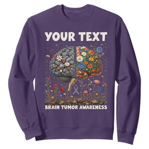 Personalized Brain Tumor Warrior Sweatshirt Custom Name Gray Ribbon Brain Cancer Awareness TS10 Purple Print Your Wear