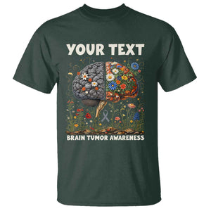 Personalized Brain Tumor Warrior T Shirt Custom Name Gray Ribbon Brain Cancer Awareness TS10 Dark Forest Green Print Your Wear