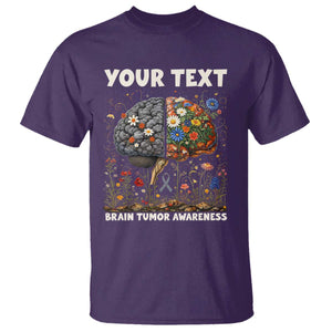 Personalized Brain Tumor Warrior T Shirt Custom Name Gray Ribbon Brain Cancer Awareness TS10 Purple Print Your Wear