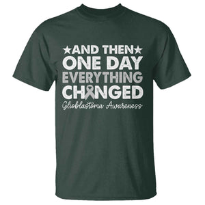 Glioblastoma Awareness T Shirt Retro Fight Brain Tumor Cure Gray Ribbon TS10 Dark Forest Green Print Your Wear