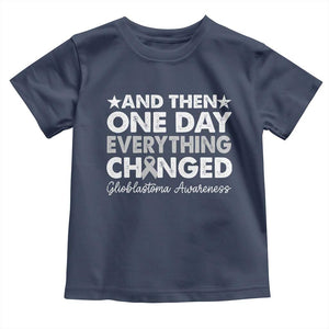 Glioblastoma Awareness Toddler T Shirt Retro Fight Brain Tumor Cure Gray Ribbon TS10 Navy Print Your Wear