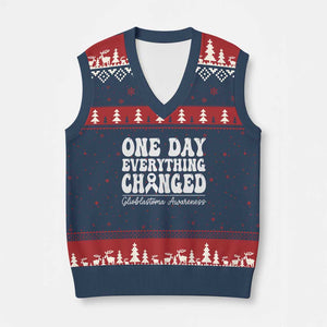 Glioblastoma Awareness V-Neck Knit Sweater Vest Fight Brain Tumor Cure Groovy TS10 Navy Red Print Your Wear