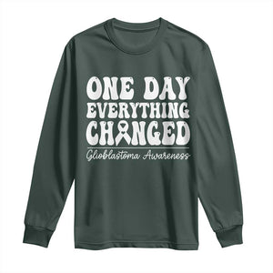 Glioblastoma Awareness Long Sleeve Shirt Fight Brain Tumor Cure Groovy TS10 Dark Forest Green Print Your Wear