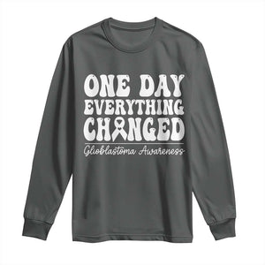 Glioblastoma Awareness Long Sleeve Shirt Fight Brain Tumor Cure Groovy TS10 Dark Heather Print Your Wear