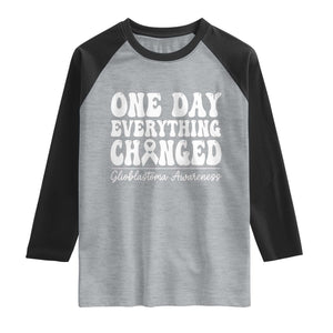 Glioblastoma Awareness Raglan Shirt Fight Brain Tumor Cure Groovy TS10 Heather Gray Black Print Your Wear