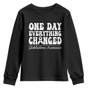 Glioblastoma Awareness Youth Sweatshirt Fight Brain Tumor Cure Groovy TS10 Black Print Your Wear