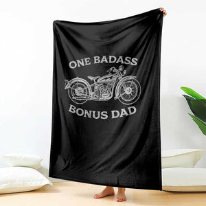 One Badass Bonus Dad Throw Blanket Funny Stepdad Motorcycle Graphic Mens Biker TS10 Print Your Wear