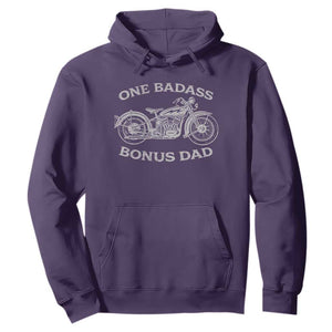 One Badass Bonus Dad Hoodie Funny Stepdad Motorcycle Graphic Mens Biker TS10 Purple Print Your Wear