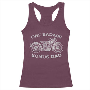 One Badass Bonus Dad Racerback Tank Top Funny Stepdad Motorcycle Graphic Mens Biker TS10 Maroon Print Your Wear