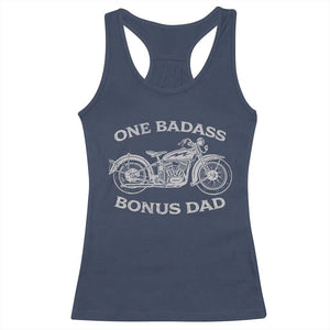 One Badass Bonus Dad Racerback Tank Top Funny Stepdad Motorcycle Graphic Mens Biker TS10 Navy Print Your Wear