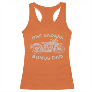 One Badass Bonus Dad Racerback Tank Top Funny Stepdad Motorcycle Graphic Mens Biker TS10 Orange Print Your Wear