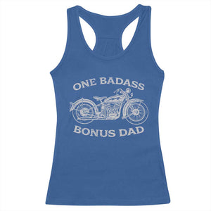 One Badass Bonus Dad Racerback Tank Top Funny Stepdad Motorcycle Graphic Mens Biker TS10 Royal Blue Print Your Wear