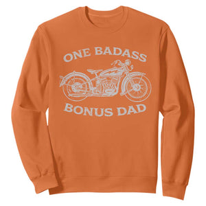 One Badass Bonus Dad Sweatshirt Funny Stepdad Motorcycle Graphic Mens Biker TS10 Orange Print Your Wear
