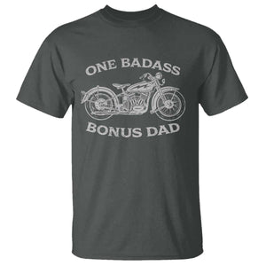One Badass Bonus Dad T Shirt Funny Stepdad Motorcycle Graphic Mens Biker TS10 Dark Heather Print Your Wear