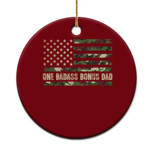 One Badass Bonus Dad Ceramic Ornament Funny Stepdad Camo American Flag TS10 1pc Red Print Your Wear