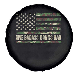 One Badass Bonus Dad Spare Tire Cover Funny Stepdad Camo American Flag TS10 Print Your Wear