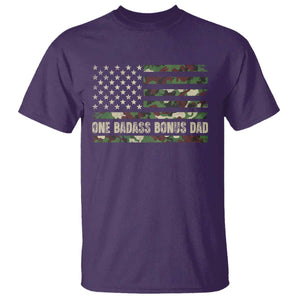 One Badass Bonus Dad T Shirt Funny Stepdad Camo American Flag TS10 Purple Print Your Wear