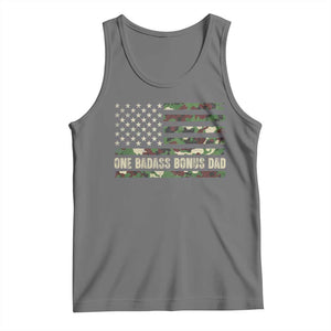 One Badass Bonus Dad Tank Top Funny Stepdad Camo American Flag TS10 Black Heather Print Your Wear