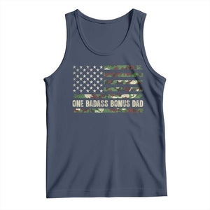 One Badass Bonus Dad Tank Top Funny Stepdad Camo American Flag TS10 Navy Print Your Wear