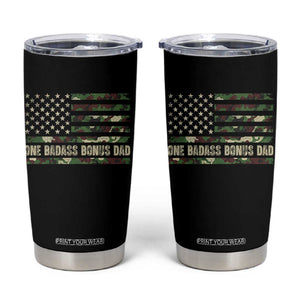 One Badass Bonus Dad Tumbler Cup Funny Stepdad Camo American Flag TS10 Black Print Your Wear