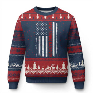 Best Effin Bonus Dad Ever Ugly Christmas Sweater Funny Stepdad American Flag TS10 Navy Red Print Your Wear