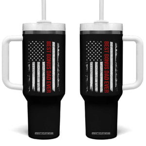 Best Effin Bonus Dad Ever Tumbler With Handle Funny Stepdad American Flag TS10 One Size: 40 oz Black Print Your Wear