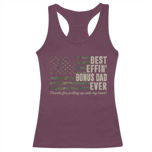 Best Effin’ Bonus Dad Ever Racerback Tank Top Step Dad Camo American Flag Camouflage TS10 Maroon Print Your Wear