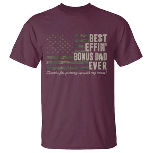 Best Effin’ Bonus Dad Ever T Shirt Step Dad Camo American Flag Camouflage TS10 Maroon Print Your Wear