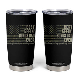 Best Effin’ Bonus Dad Ever Tumbler Cup Step Dad Camo American Flag Camouflage TS10 Black Print Your Wear