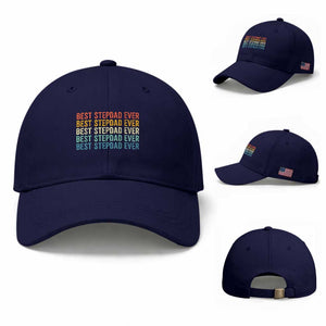 Best Stepdad Ever Baseball Cap Funny Retro Stepdad Bonus Dad TS10 Baseball Cap Universal Fit Dark Blue Print Your Wear