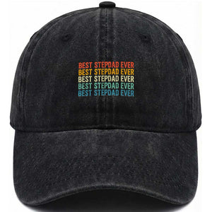Best Stepdad Ever Washed Cotton Baseball Cap Funny Retro Stepdad Bonus Dad TS10 Print Your Wear