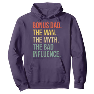 Bonus Dad Hoodie The Man Myth Bad Influence Funny Step Dad TS10 Purple Print Your Wear