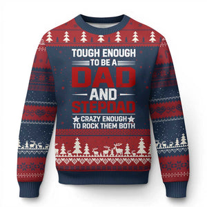 Bonus Dad Ugly Christmas Sweater Dad And Stepdad Fathers Day TS10 Navy Red Print Your Wear