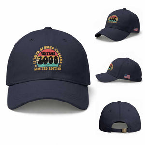 18th Birthday Baseball Cap Vintage 18yr 2008 Limited Edition 18 Year Old Gift TS10 Baseball Cap Universal Fit Navy Print Your Wear