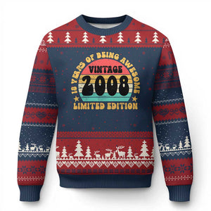 18th Birthday Ugly Christmas Sweater Vintage 18yr 2008 Limited Edition 18 Year Old Gift TS10 Navy Red Print Your Wear