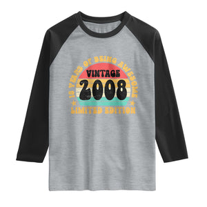 18th Birthday Raglan Shirt Vintage 18yr 2008 Limited Edition 18 Year Old Gift TS10 Heather Gray Black Print Your Wear