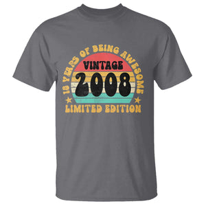 18th Birthday T Shirt Vintage 18yr 2008 Limited Edition 18 Year Old Gift TS10 Charcoal Print Your Wear