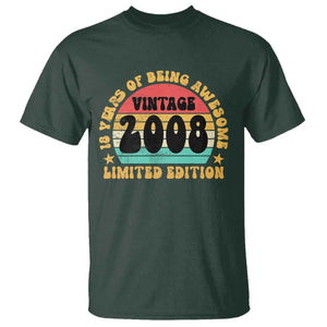 18th Birthday T Shirt Vintage 18yr 2008 Limited Edition 18 Year Old Gift TS10 Dark Forest Green Print Your Wear