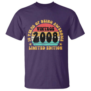 18th Birthday T Shirt Vintage 18yr 2008 Limited Edition 18 Year Old Gift TS10 Purple Print Your Wear