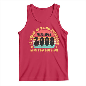 18th Birthday Tank Top Vintage 18yr 2008 Limited Edition 18 Year Old Gift TS10 Red Print Your Wear