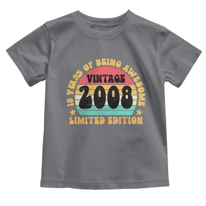 18th Birthday Toddler T Shirt Vintage 18yr 2008 Limited Edition 18 Year Old Gift TS10 Charcoal Print Your Wear