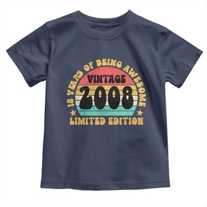 18th Birthday Toddler T Shirt Vintage 18yr 2008 Limited Edition 18 Year Old Gift TS10 Navy Print Your Wear
