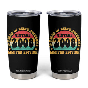 18th Birthday Tumbler Cup Vintage 18yr 2008 Limited Edition 18 Year Old Gift TS10 Black Print Your Wear