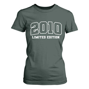 Vintage 2010 Limited Edition T Shirt For Women 16 Year Old Gift Retro Varsity 16th Birthday TS10 Dark Forest Green Print Your Wear