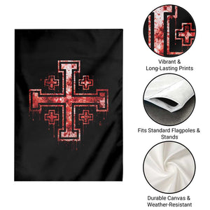 Crusader Jerusalem Cross Catholic Garden Flag Gothic Christian Dark Faith Grunge Blood Splatter TS10 Print Your Wear